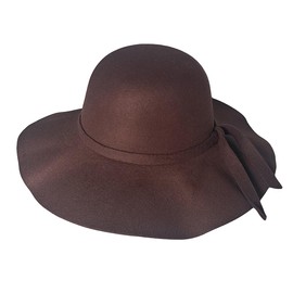 Michear Women's Wool Fedora Hats Wide Brim Floppy Foldable Felt Bowler with Lovely Ribbon (UK, Alpha, M, Coffee)