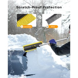 helloleiboo 2025 Extra Long 55.9" Ice Scrapers for Car Windshield 3 in 1 Detachable Car Ice Scraper with Foam Grip and 270° Pivoting Brush Head Snow Brush for SUV Truck Auto(Yellow)