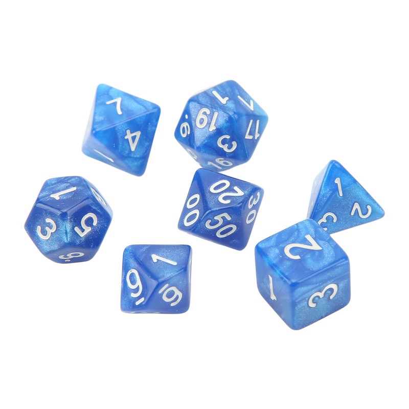 35Pcs Plastic Dice Kit Pearl Pattern White Numbers Polyhedral Dices