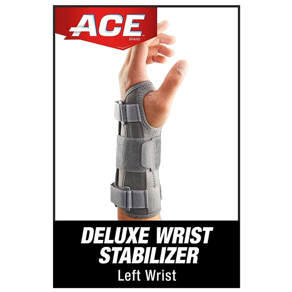 ACE Deluxe Wrist Stabilizer, Left Hand, Helps Relieve Symptoms of Carpal Tunnel Syndrome, Adjustable, Stabilizing