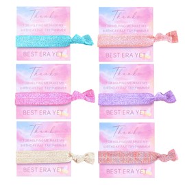 24pcs Colorful Elastic Hair Bands with Thanks Shimmer Cards Gift for Fans Women Birthday Party favors