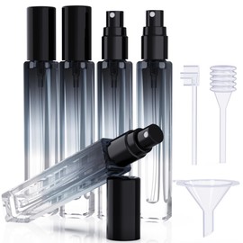 Seafulee 5PCS Cologne Atomizer Empty, 10ML Mini Perfume Bottles Refillable With Dispenser Tools, Pocket Spray Bottle for Travel and Sample Container (Gradient+Black Cap)