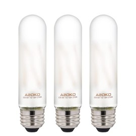 ASOKO T10 LED Frosted Bulbs Warm White 2700K 6W Dimmable Tube Vintage Led Bulbs 60 Watt Equivalent,E26 Medium Base 3 Packs