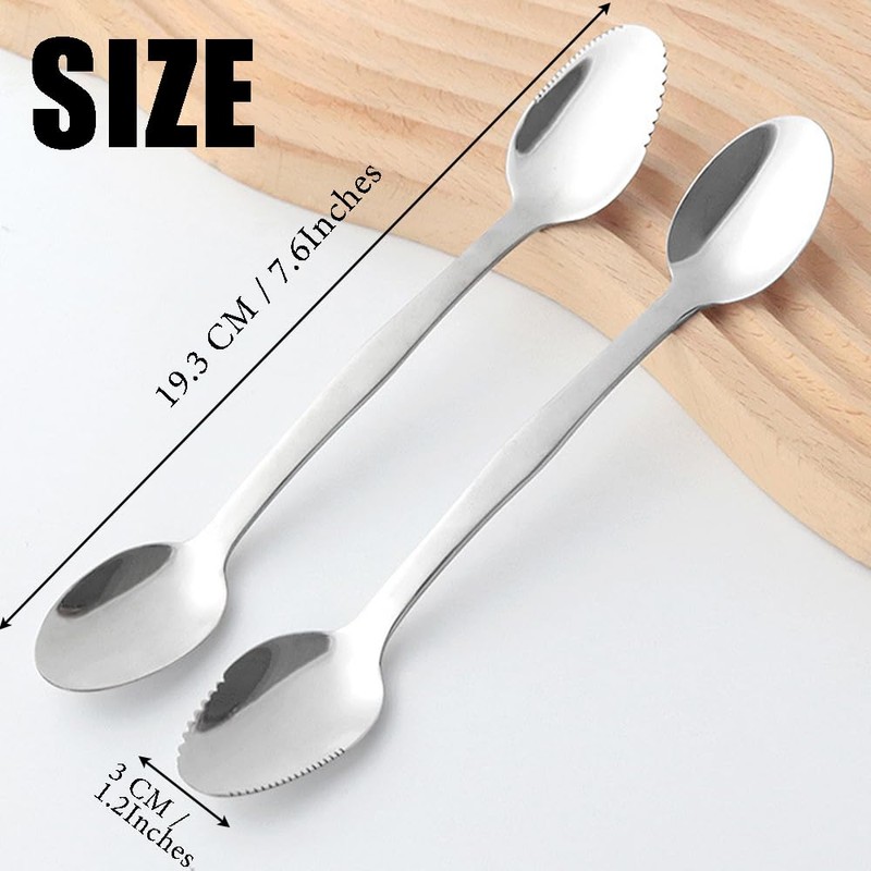 Ouliget Double End Grapefruit Spoons,Stainless Steel Fruit Spoon Utensil Set,Serrated