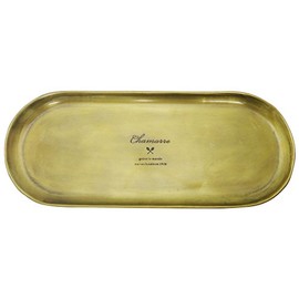 Posh Living PL Antique Style Tray CHAMARRE Tray, Oval, Iron, Gold, 63023 W 8.1 x D 3.1 x H 0.2 inches (20.5 x 8 x 0.7 cm)