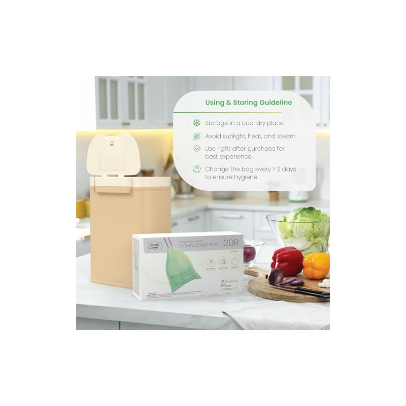 Home Zone Living 8 Gallon Compost Kitchen Trash Bags with