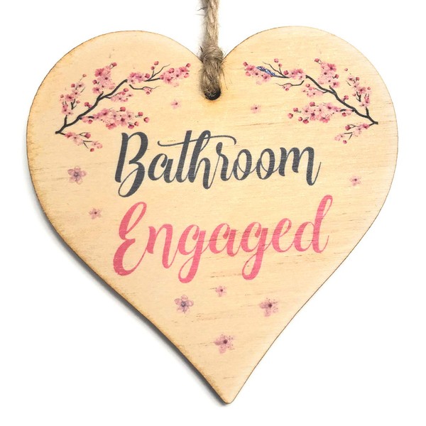 Engaged Vacant Bathroom Door Sign - Double Sided Wooden Heart