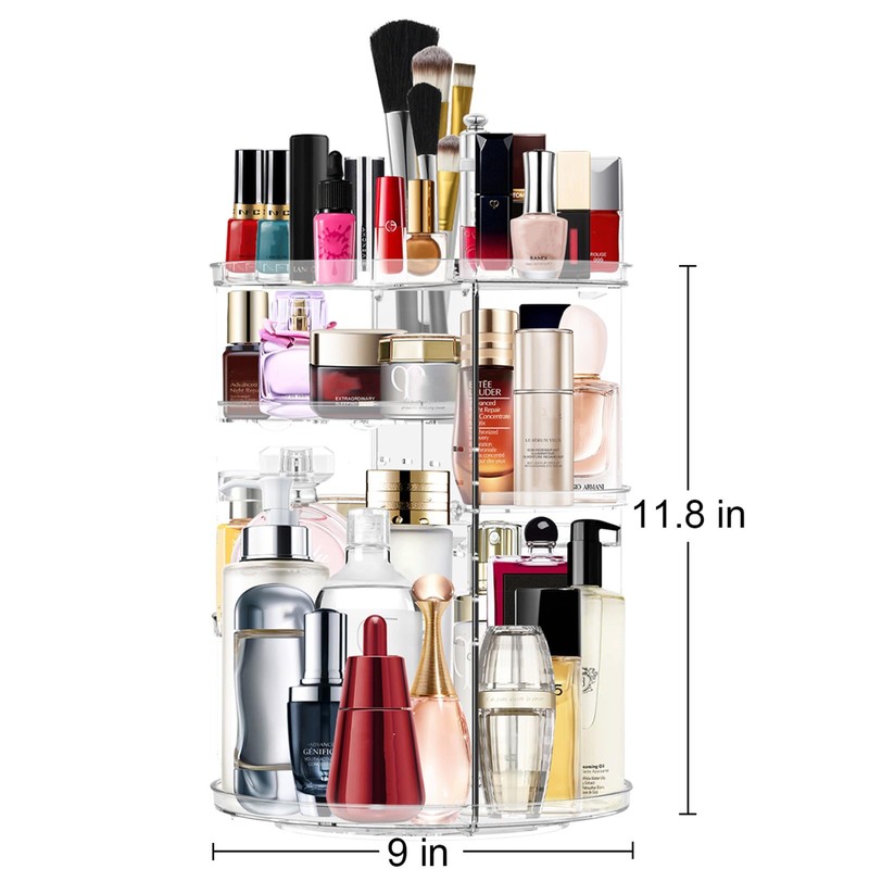 Makeup Organizer 360 Rotating Cosmetic Organizer DIY Adjustable Makeup Carousel