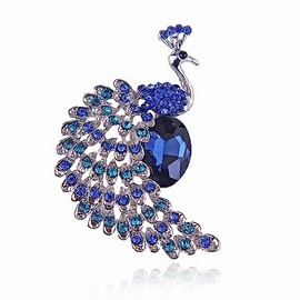 Kaichen Peacock Rhinestone Brooch, Jewelry Gift for Women, Girls, Ladies, Exquisite Packaging