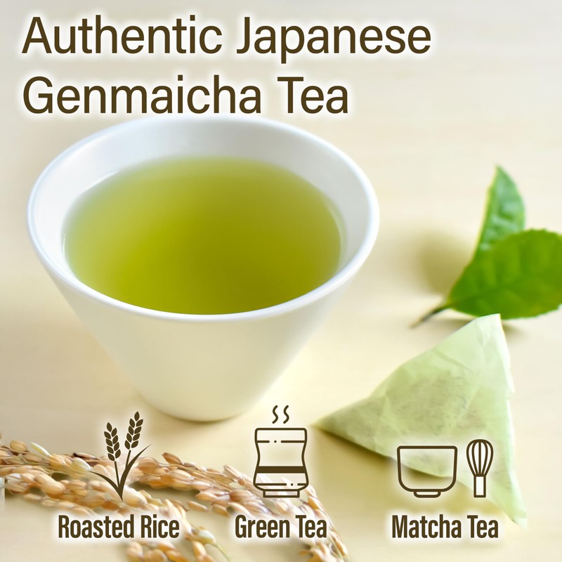 chaganju Genmaicha Green Tea with Roasted Brown rRce, Low caffeine,