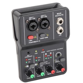 2 Channels Audio Mixer, USB Sound Mixing Console, 48V Phantom Power Compact Sound Mixing Console for Music Recording Home Karaoke Internet Karaoke