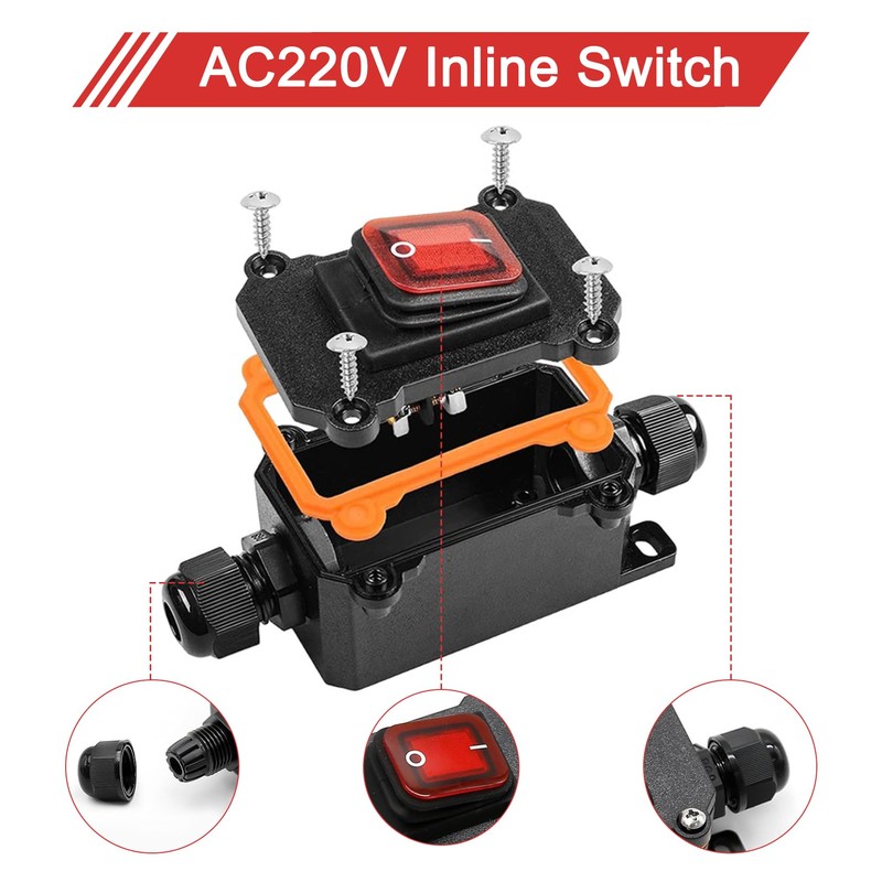 Idota Inline Cable Switch IP66 Waterproof AC220V Switch with Mini