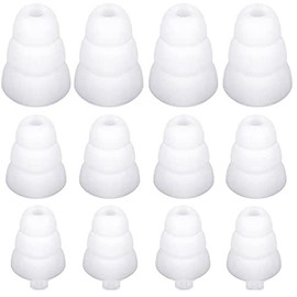 JNSA Triple Flange Ear Tips Eartips Earpads Ear Buds Tips Compatible with inside diameter 4mm-5mm earbuds in-ear headphones,S/M/L,6 Pairs, White 3F6P3W