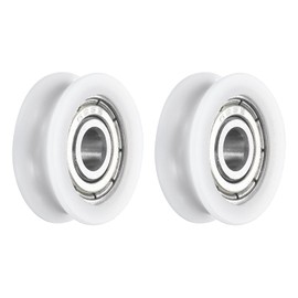sourcing map 2pcs U625ZZ POM Pulley U-Groove Ball Bearing 5 x 20 x 7mm U Groove Roller Wheel (GCr15) Chrome Steel Bearings, Clear