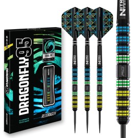 RED DRAGON Darts - Dragonfly 95 24g - 95% Tungsten Professional Steel tip Darts Set with Dart Flights and Dart Shafts (Stems)