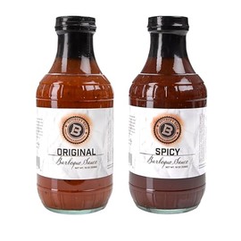 BUTCHER'S MARK Gourmet BBQ Sauce Variety Bundle (2-pack), small batch barbeque sauce, grilling sauces, dipping sauce and marinade, great BBQ gift, glass bottle
