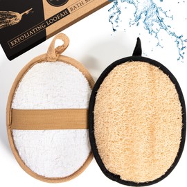 Loofah Sponge Pad (x2 Pack) - Natural Loofa Exfoliating Sponge, A Body Exfoliator Scrubber for Shower and Bath, Eco-Friendly Exfoliating Wash Scrub Luffa - x2 Pack