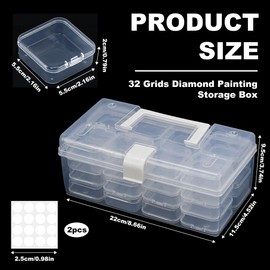 Snillok 32 Grids Bead Organizer Box Mini Clear Craft Storage Containers Boxes with Hinged Lid, Rectangle Bead Storage Boxes Small Craft Storage Box Cases for Jewelry Diamond Making DIY Bracelets