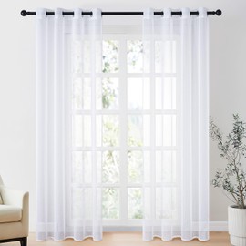 CUTEWIND White Curtains with Eyelets Transparent Bedroom Set of 2 Transparent Curtains 230 cm Long Voile Curtains White Living Room 140 cm Wide Curtains Living Room