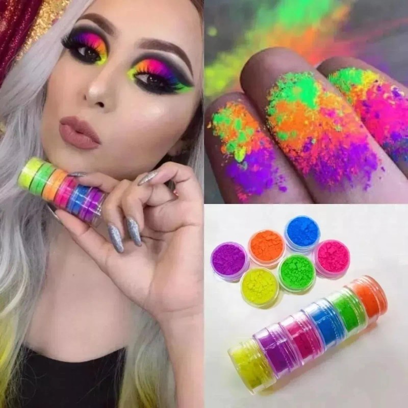 TAMCHIC Sombras Neón 6 Tonos Torre De Pigmentos Polvos Fluorescentes