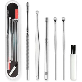 GüncelÇarşı 6 Parça Paslanmaz Çelik Kulak Balmumu Toplayıcı Çıkarıcı Tekrar Kullanılabilir Kulak Temizleyici Bakım Seti