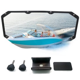 MZS Boat Mirror Rear View, Universal Marine Mirrors Wide-Angle Convex Windshield Accessories Black Compatible with Ski Yacht Pontoon Water Skiing Bowrider Watercraft Surfing Boats
