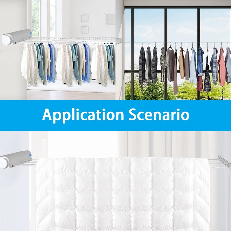 Telescopic Washing Line, Retractable Wall Mounted Laundry Corner Space Saving