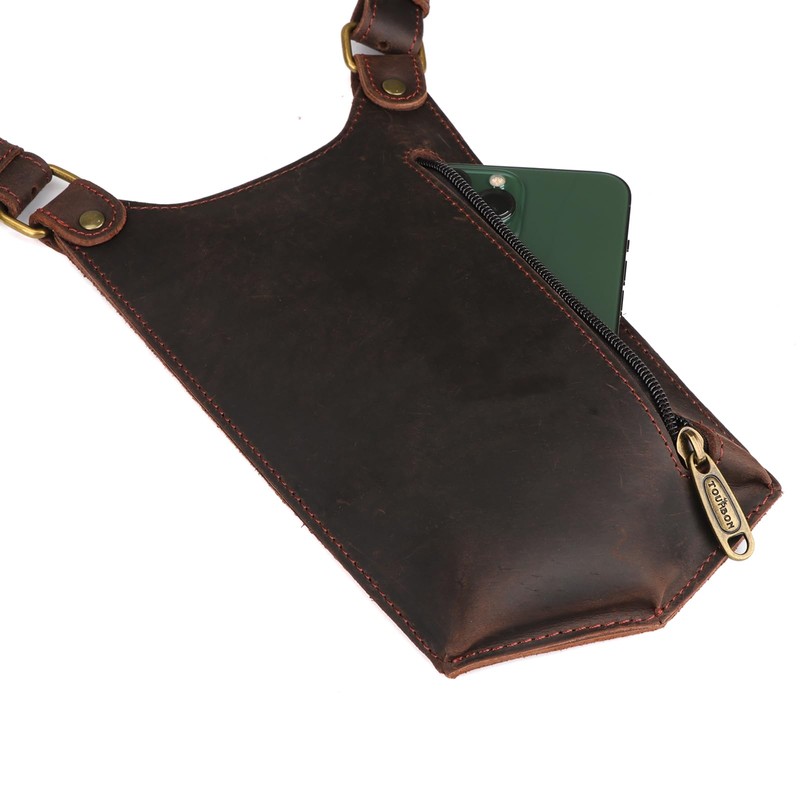 Tourbon Leather Shoulder Holster Phone Holder Concealed Armpit Wallet Pocket