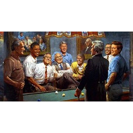Peck & Gartner Andy Thomas Callin The Red Democratic Presidents Playing Pool (Paper Size 19w x 13h Image Size 17w x 11h)