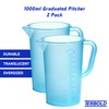 Terbold 1 Liter Measuring Pitcher Graduated Blue (Pack of 2)