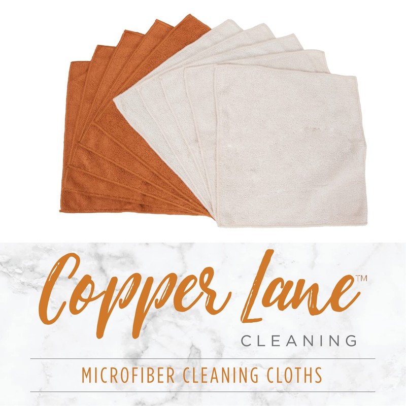 Copper Lane Lint Streak-Free Microfiber Cleaning Cloths, Tan and Copper