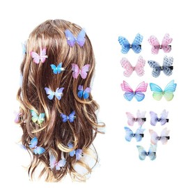 Meet-shop 11 Pcs Colorful Butterfly Hair Clips Sequin Hair Clips 3D Butterfly Hair Clips for Teens Women