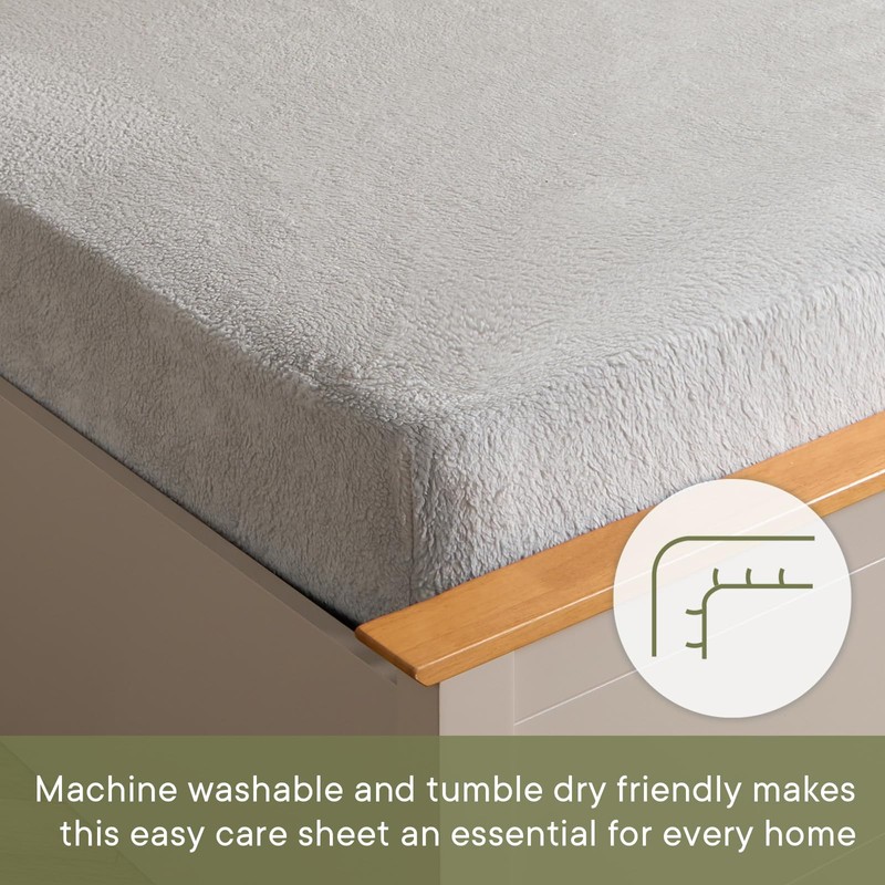 Brentfords Teddy Fleece Fitted Bed Sheet Plain Thermal Warm Soft