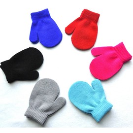 BiuxiAOBAI Guantes de punto cálidos para bebé niños y niñas, sin arañazos, Azul lago, 1-4 Años