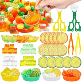 ZhowHoHo 149 Pcs Summer Lemon Sensory Bin Filler Lemon Sensory Bin Item Fine Motor Toys Counting Sorting Summer Preschool Toddler Counting Toys for Preschool Education Activities