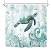 Riyidecor Teal Beach Sea Turtle Shower Curtain for Bathroom Decor