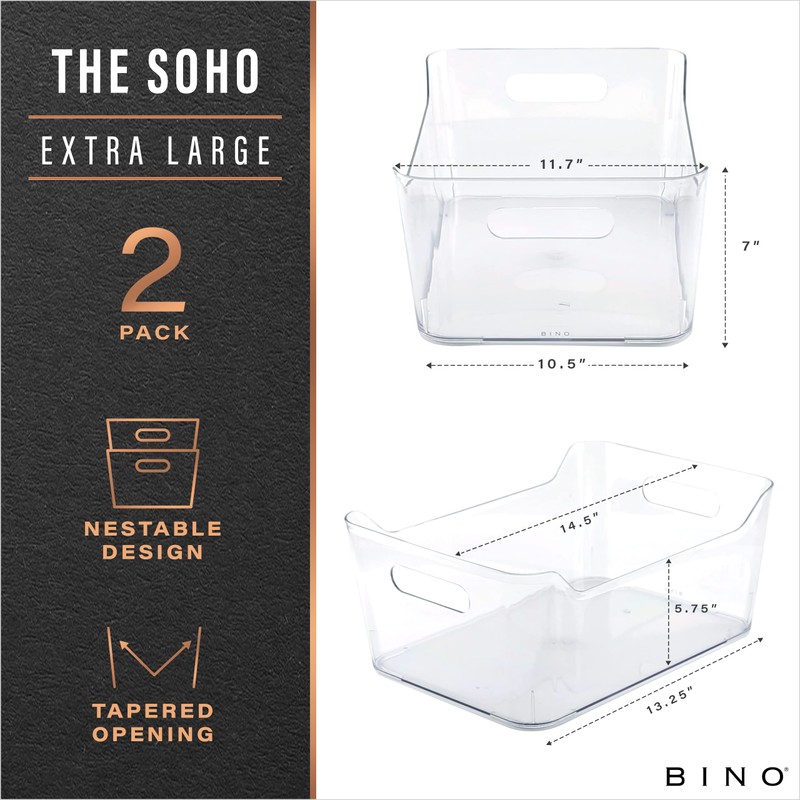 BINO | Plastic Storage Bins, X-Large - 2 Pack |