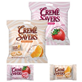 Cream Savers Hard Candy | Original Classic Creamy Delight Individually Wrapped Candies | The Taste of Fresh Strawberries or Orange Swirled in Rich Cream | 6.25 Oz - (2 - Pack, Strawberry & Orange Cream)