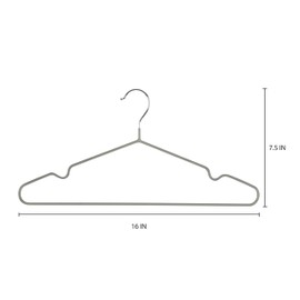 Simplify 12 Pack Metal Hangers | Dimensions: 15.75"x 7.28"x 0.16" | Space Saving | Durable | Closet Organization | Grey