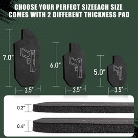 IWB Appendix Carry Holster Wedge Foam Pad – Universal Concealed Carry Backer, Improves Comfort & Reduces Printing, 2 Thickness, Full Size, Right Hand