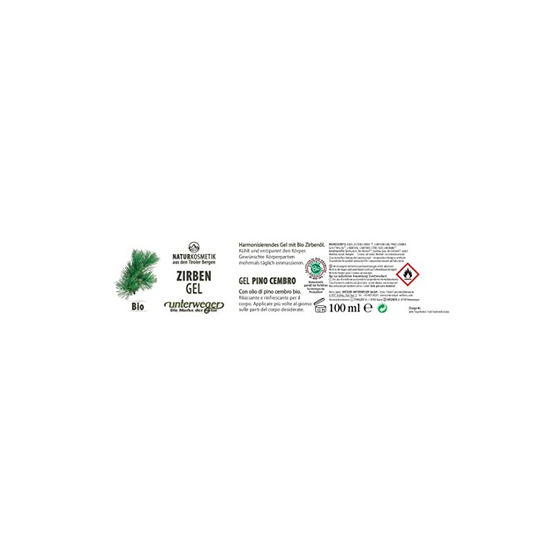 Unterweger Organic pine oil gel, 100 ml, cools and loosens
