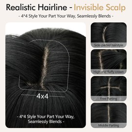NOSTALGIA Wig with Bangs, 20 Inch, 4x4 Realistic Scalp, Natural Black