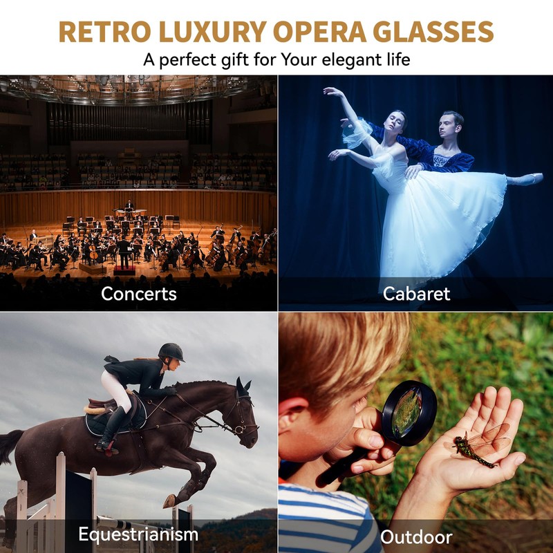 BOSTRON Opera Glasses 3X25 with Adjustable Handle & Chain,BK9 Optical