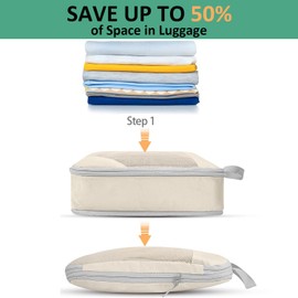 Packing Cubes, 9pcs Lanmalaterra Compression Packing Cubes for Travel Packing Cube Organisers Compression Bags Luggage Travel Accessories for Suitcases (Beige) (9pcs-Beige)