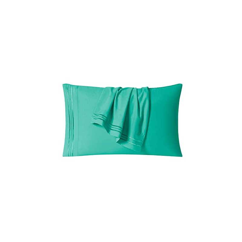 Clara Clark Double Brushed Microfiber Luxury Pillow Covers, Mint Green,