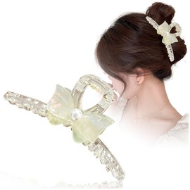 FASELE バンスクリップ ヘアクリップ バレッタ 髪留め カジュアル スタイリッシュ 甘美 可愛い 蝶結び 透明 エレガント ヘアアクセサリー 人気 レディース 髪飾り 優雅的 オシャレ 日常 旅行 母の日 ギフト 贈り物 プレゼント