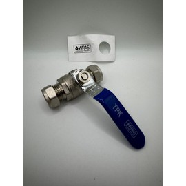 15mm Lever Ball Valve with Blue Handle, WRAS Approved,Compression Ends, BS EN 1252-3, 25 Bar