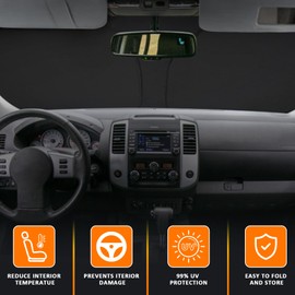 D-Lumina - Parasol para parabrisas delantero para Nissan Frontier 2022, 2023, 2024, 2025, parasol plegable para ventana frontal, para rayos UV y protección contra el calor solar, accesorios interiores