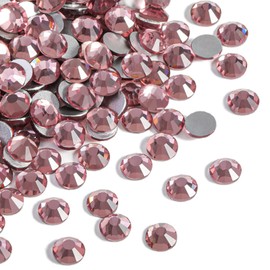 Beadsland 576pcs Flat Back Crystal Rhinestones Round Gems for Nail Art and Craft Glue Fix, Light Purple, SS30,6.3-6.5mm