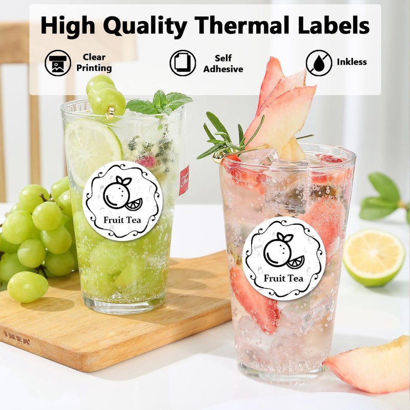 750PCS 2 Inch Round Thermal Labels for Label Printer, Value